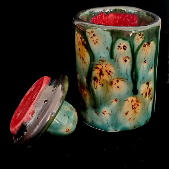 Handmade Small Ceramic Stash Jar, turquoise and brown tone glaze - Picture 10 of 10